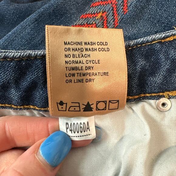 Driftwood Kelly Bootcut Jeans Embroidered Chevron Mid-Rise Flare Leg, Blue - Picture 10 of 11